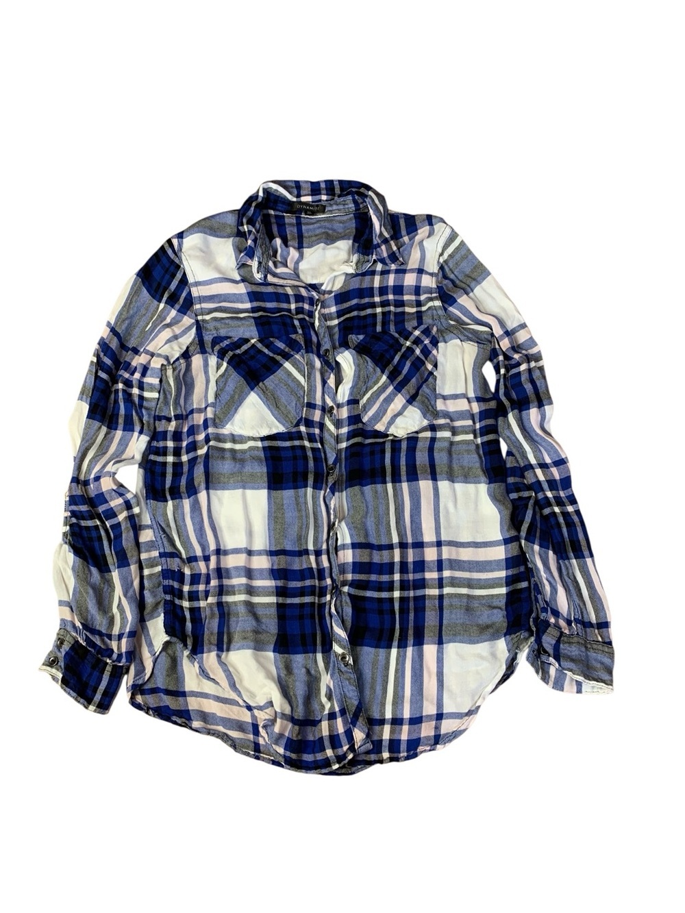 ⚡️Dynamite Blue & White Plaid Viscose Button Down Shirt - S/P